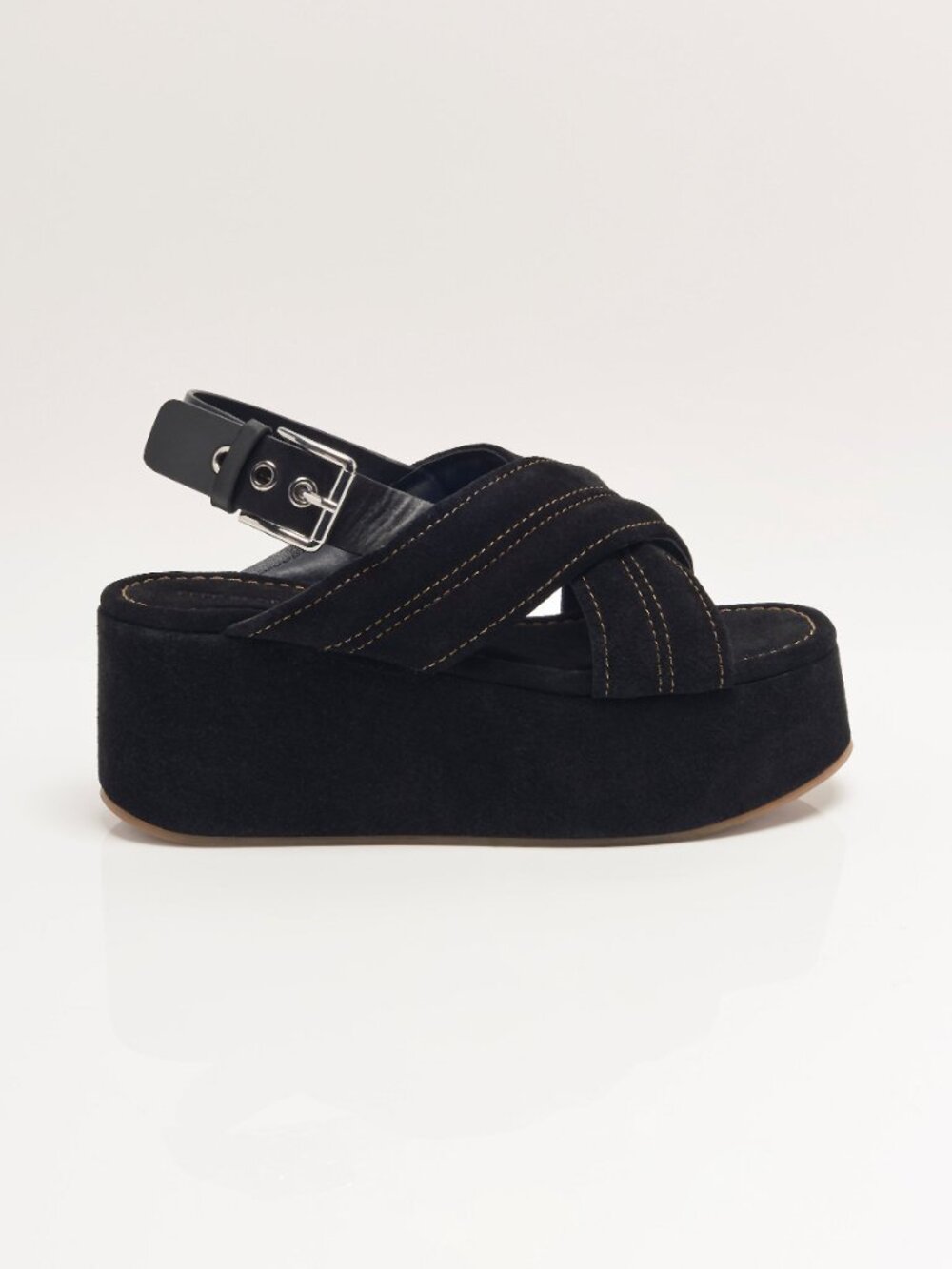 FREE PEOPLE Skyline Platform Sandals / Black Suede - Picture 8 of 11